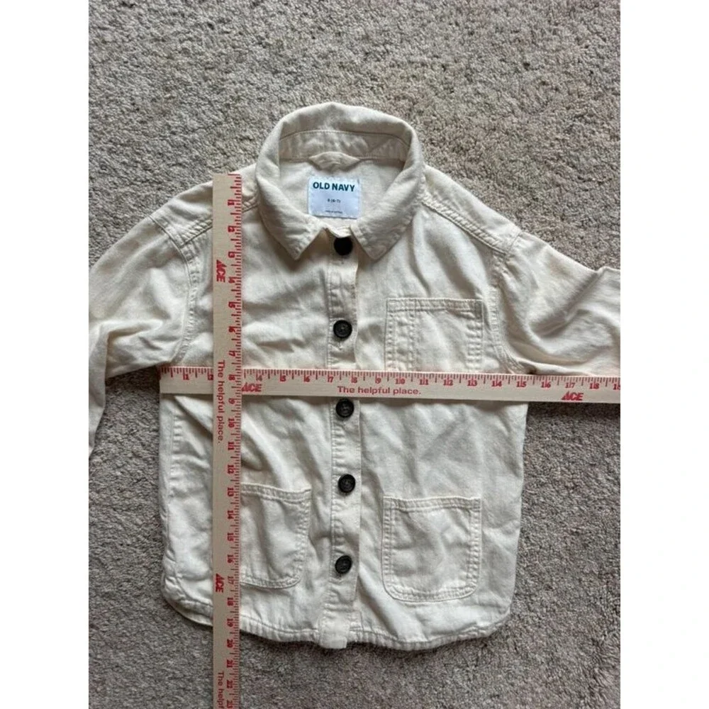 Old Navy Kids S 6-7 Cream Cotton Canvas Utility Chore Jacket Shacket Button Up
